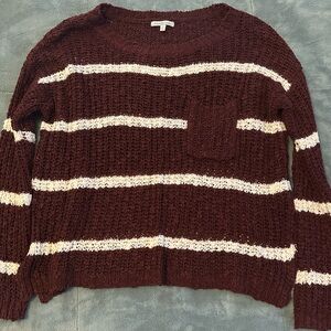 Charlotte Russe Maroon and White Striped Sweater